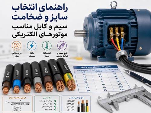 راهنمای انتخاب سایز و ضخامت سیم و کابل مناسب موتورهای الکتریکی